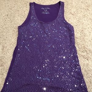 Purple glitter tank size large.